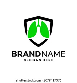 Shield Lungs Logo Design Template Illustration Vector
