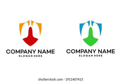 Shield Lungs Logo Template Design Element