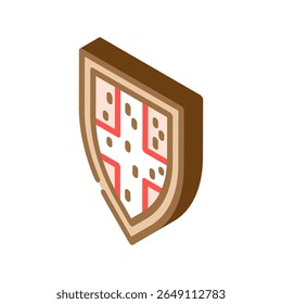 escudo de luxo heráldica medieval isométrica ícone vetor. escudo de luxo medieval heráldica sinal.