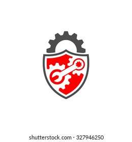 Shield machine, Gear protection logo design template