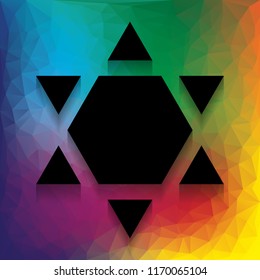 Shield Magen David Star Inverse. Symbol of Israel inverted. Vector. Flat style black icon on white.