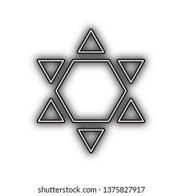 Shield Magen David Star Inverse. Symbol of Israel inverted. Vector. Double contour black icon with soft shadow at white background. Isolated.