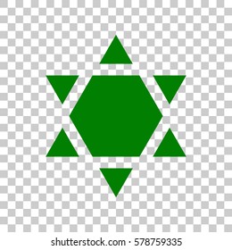 Shield Magen David Star Inverse. Symbol of Israel inverted. Dark green icon on transparent background.
