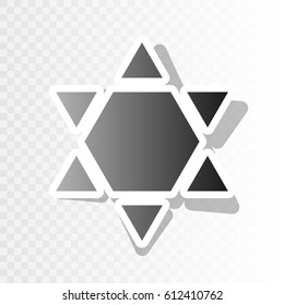Shield Magen David Star Inverse. Symbol of Israel inverted. Vector. Blackish icon on transparent background with transition.