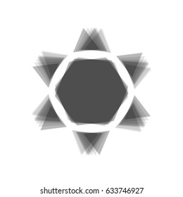 Shield Magen David Star Inverse. Symbol of Israel inverted. Vector. Gray icon shaked at white background.