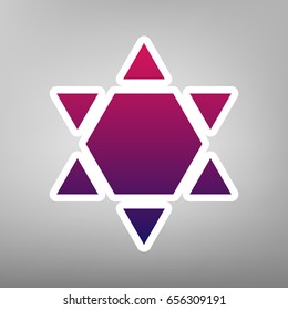 Shield Magen David Star Inverse. Symbol of Israel inverted. Vector. Purple gradient icon on white paper at gray background.