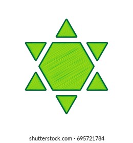 Shield Magen David Star Inverse. Symbol of Israel inverted. Vector. Lemon scribble icon on white background. Isolated