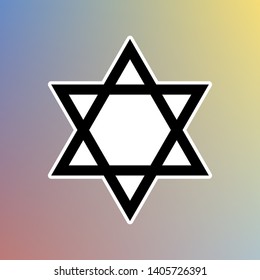 Shield Magen David Star. Symbol of Israel. Black icon in white shell at pastel color background. Illustration.