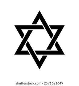 Shield Magen David Star. Symbol of Israel. Black icon in focus corners on white background. Isolated