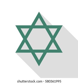 Shield Magen David Star. Symbol of Israel. Veridian icon with flat style shadow path.