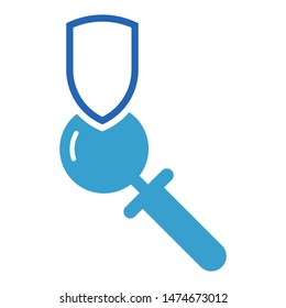 Shield with magnifying glass logo template vector icon design