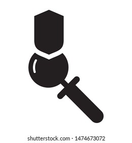 Shield with magnifying glass logo template vector icon design