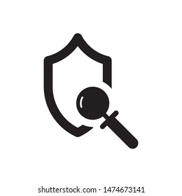 Shield with magnifying glass logo template vector icon design