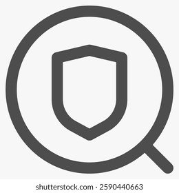 shield and magnifying, magnifying glass symbol and tools
