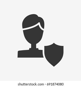 Shield man icon illustration isolated vector sign symbol