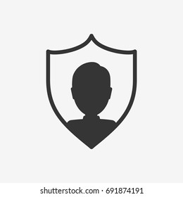 Shield in man icon illustration isolated vector sign symbol