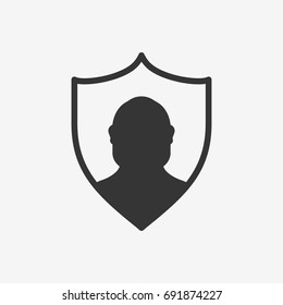 Shield in man icon illustration isolated vector sign symbol