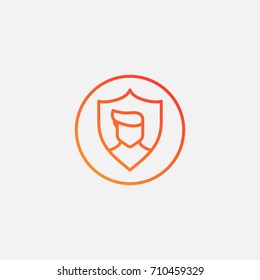 Shield in man icon.gradient illustration isolated vector sign symbol