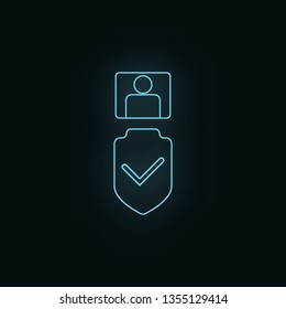 Shield, man, neon, icon. Web Development Vector Icon. Element of simple symbol for websites, web design, mobile app, infographics. Line symbol for website design