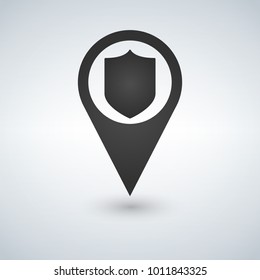 Shield Marker icon. Vector illustration.