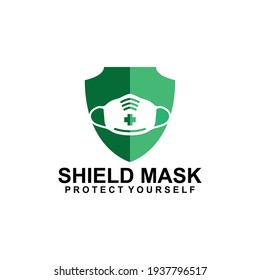 Shield Mask Protection logo Icon Design Vector