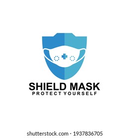 Shield Mask Protection logo Icon Design Vector