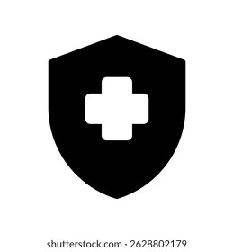 Shield with Medical Cross Depicting Healthcare and Security Concept in Minimalist Icon