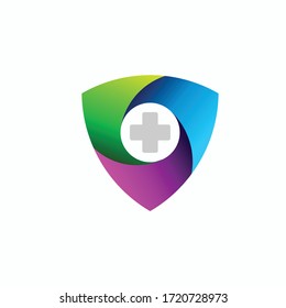 shield with medical cross vector logo