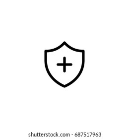 shield with medical plus black line icon