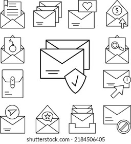 Schild, Nachricht, E-Mail-Symbol in einer Sammlung mit anderen Elementen