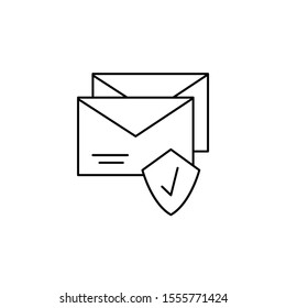 Shield, message, email icon. Simple line, outline vector of information transfer icons for ui and ux, website or mobile application