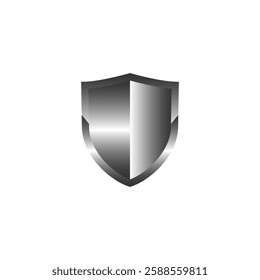 Shield metal armor silver security safety protection steel shield vector icon isolated on transparent PNG background