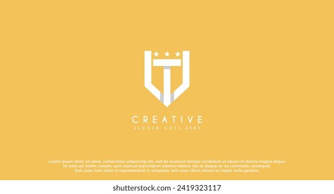 Shield Military Letter T and V Logo. Flat Vector Logo Design Template Element.