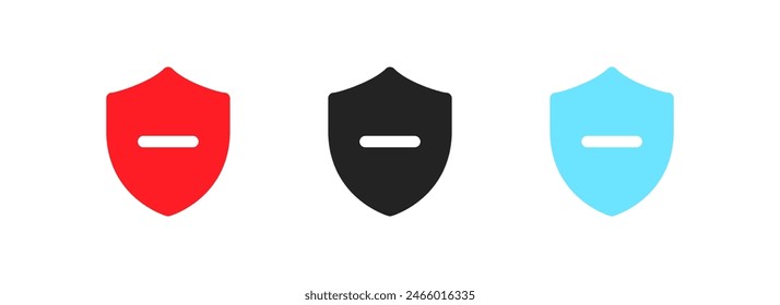 Blindaje con el icono menos montado. Estilo plano. Iconos vectoriales