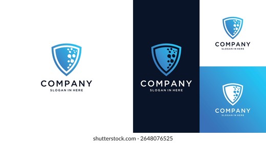 shield molecule concept logo design