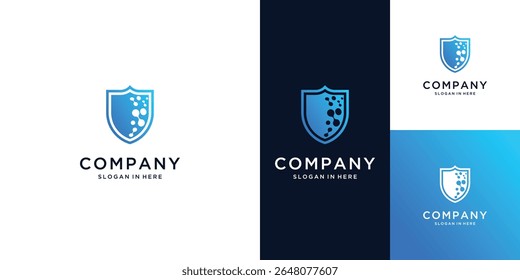 Shield molecule concept logo design	