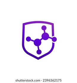 shield and molecule icon on white