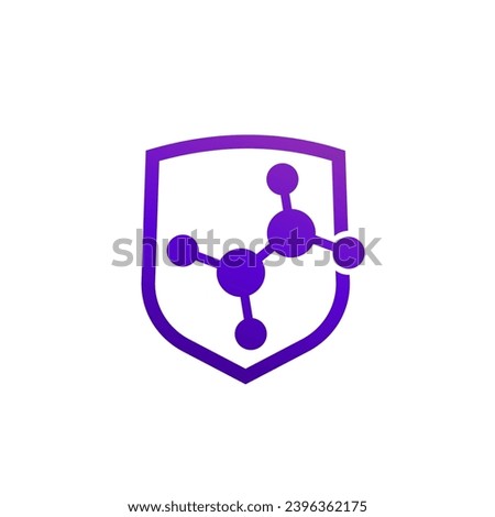 shield and molecule icon on white