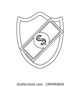 shield and money icon. Element of banking for mobile concept and web apps icon. Outline, thin line icon for website design and development, app development