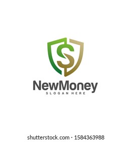 Shield money logo design concept vector, Simple Money Shield logo template, Icon Symbol, Creative design