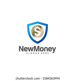 Shield money logo design concept vector, Simple Money Shield logo template, Icon Symbol, Creative design