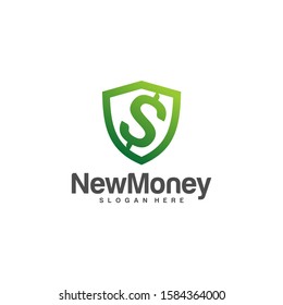 Shield money logo design concept vector, Simple Money Shield logo template, Icon Symbol, Creative design