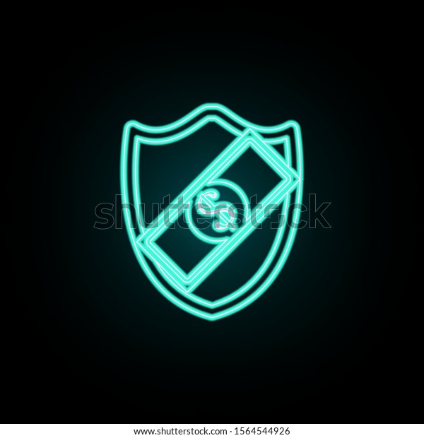 Shield\
and money neon icon. Simple thin line, outline vector of banking\
icons for ui and ux, website or mobile\
application