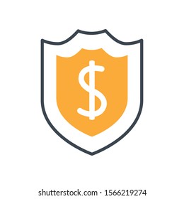 shield with money symbol icon vector illustration design