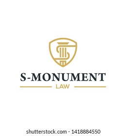 Shield, monument, and S letter Logo for Law company