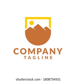 shield mountain logo. landscape illustration