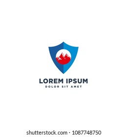 shield and mountain logo templateq