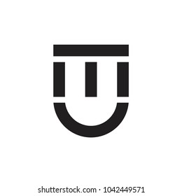 Shield with MU letter logo design vector