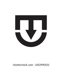 Shield with MU letter logo design vector