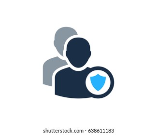 Shield Multiple User Icon Logo Design Element